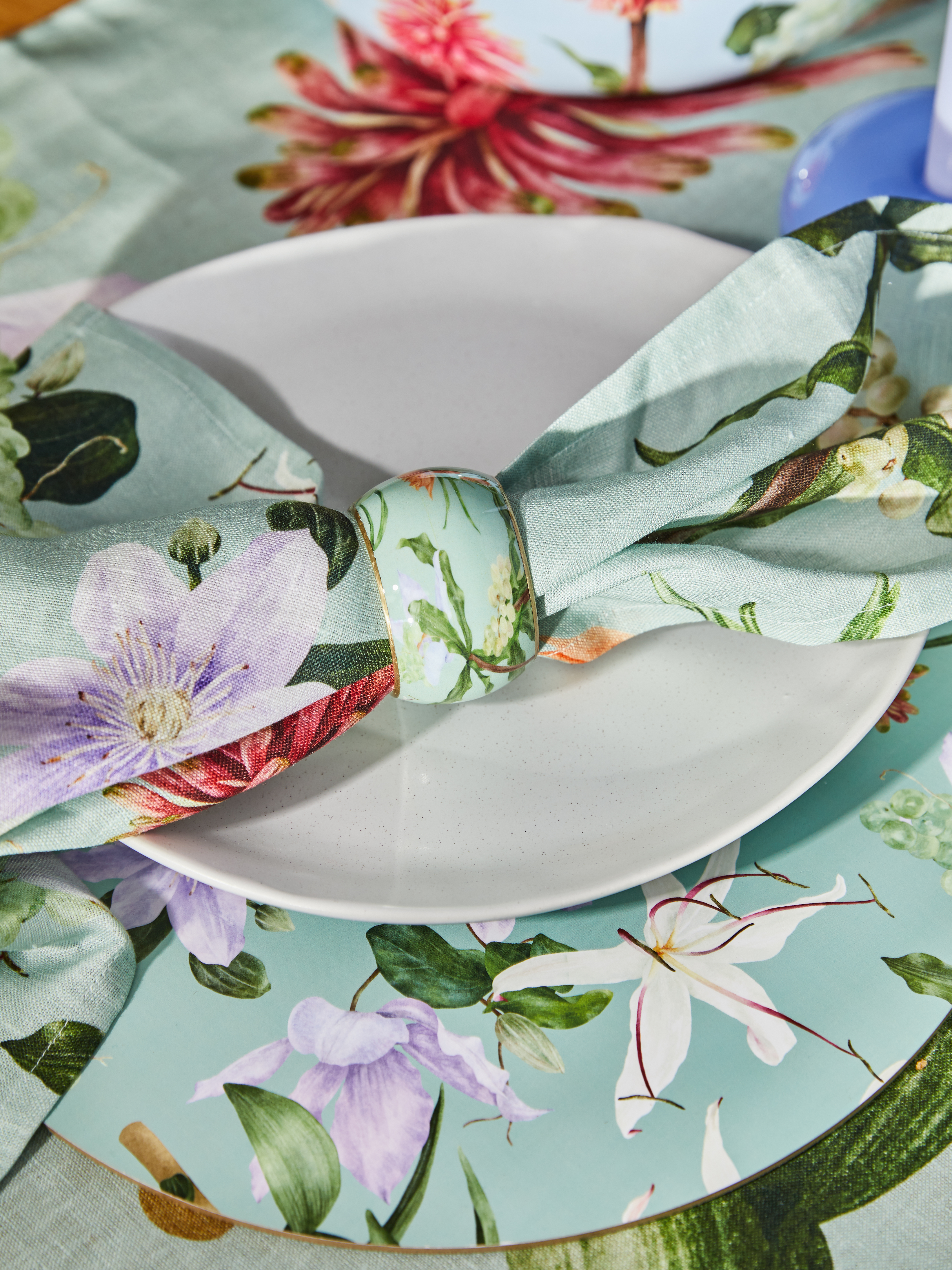 NAPKINS-SET OF 4-100% LINEN-ENCHANTED SUMMER-SAGE-45X45CM