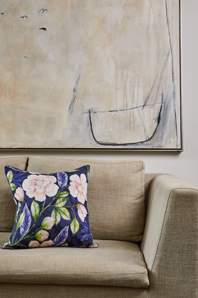 CUSHION-100% LINEN-LANA BLUE-50X50CM