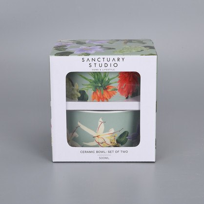 CERAMIC BOWL-SET OF 2-ENCHANTED SUMMER-SAGE