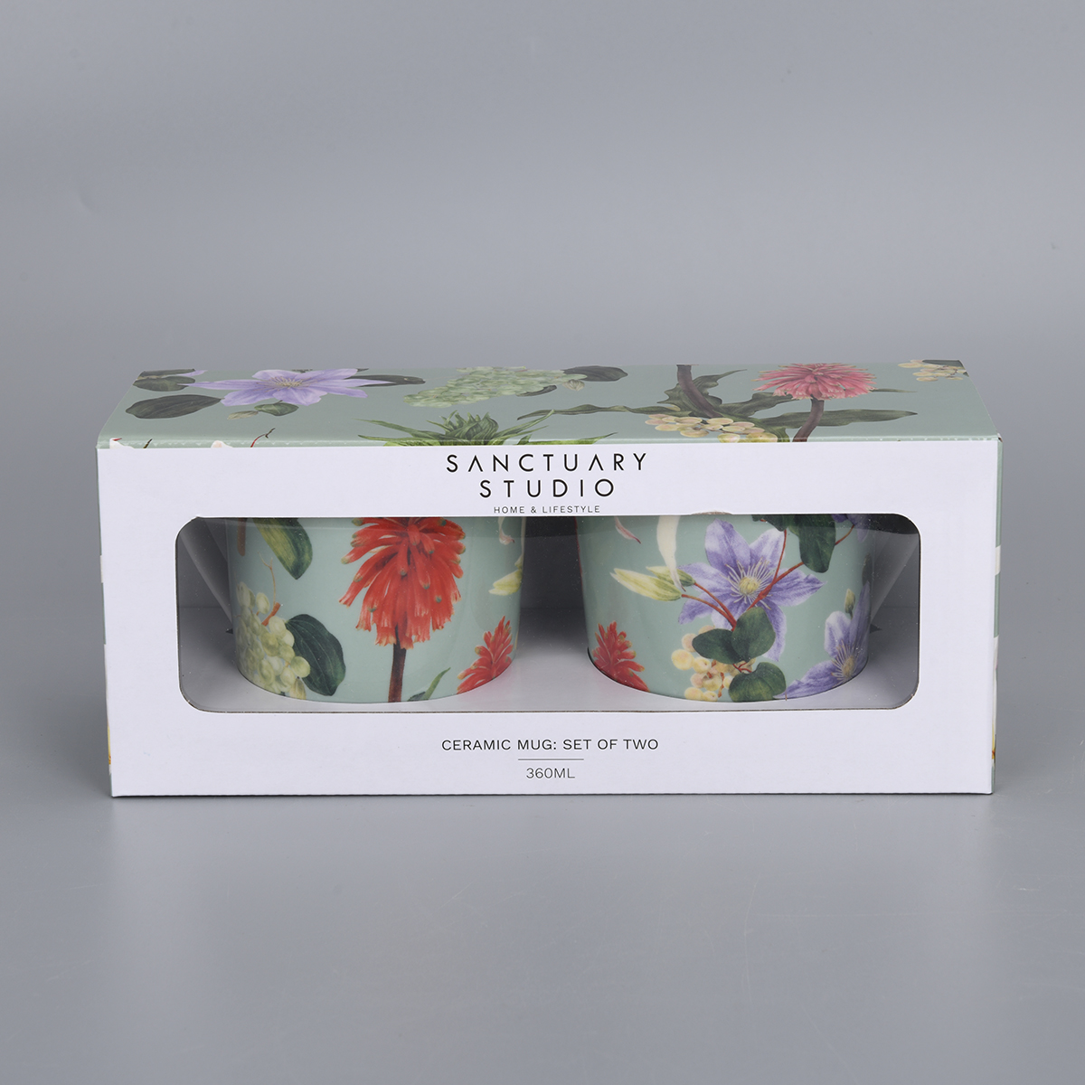 CERAMIC MUG-SET OF 2-ENCHANTED SUMMER-SAGE