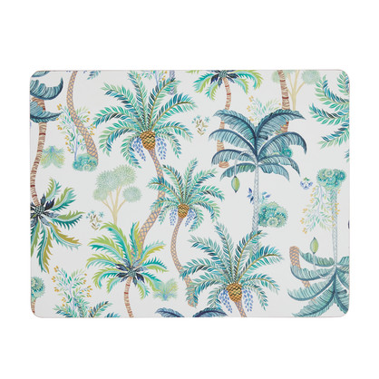 Vintage Palms Placemat Set Of Four-White/Multi-Gift Boxed