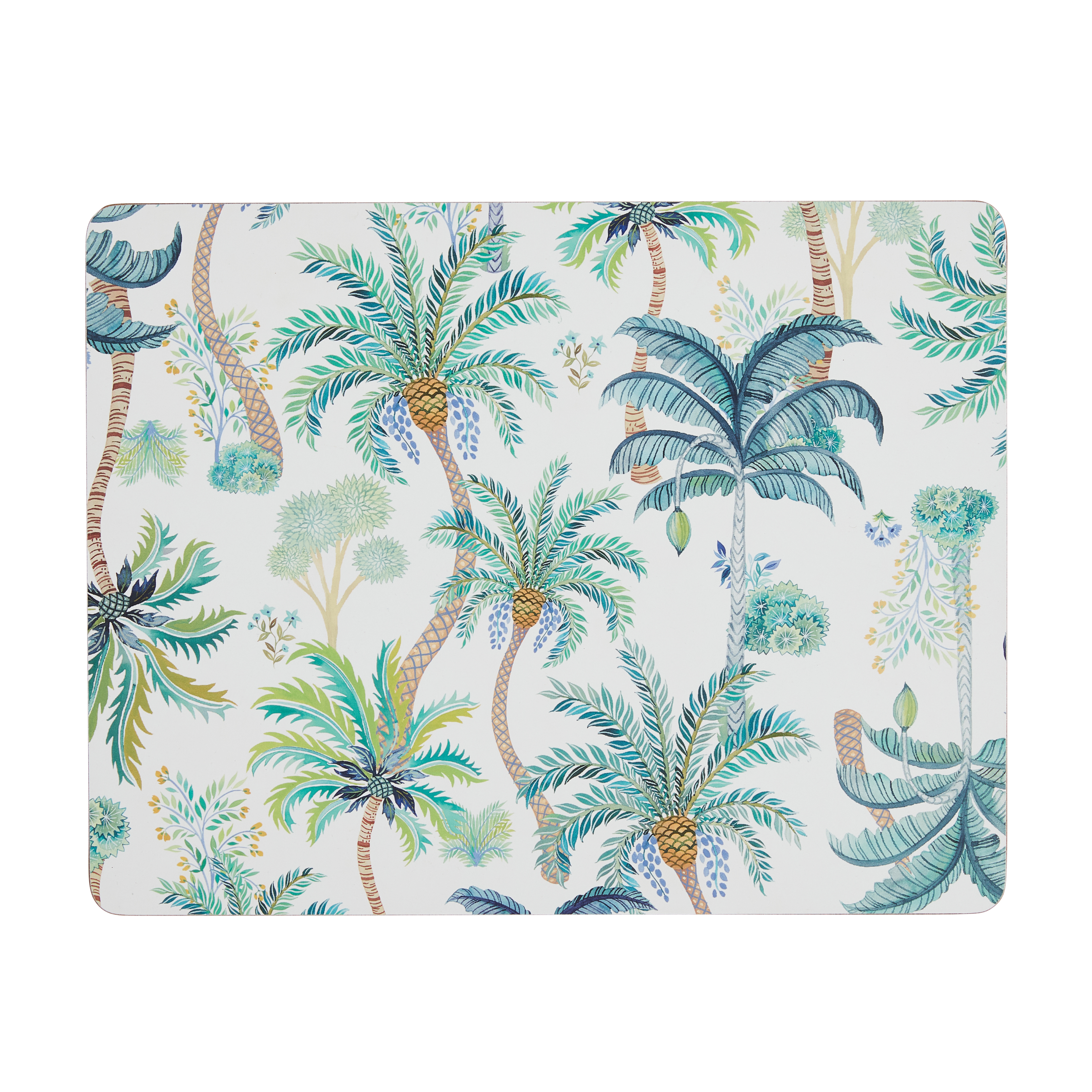 Vintage Palms Placemat Set Of Four-White/Multi-Gift Boxed