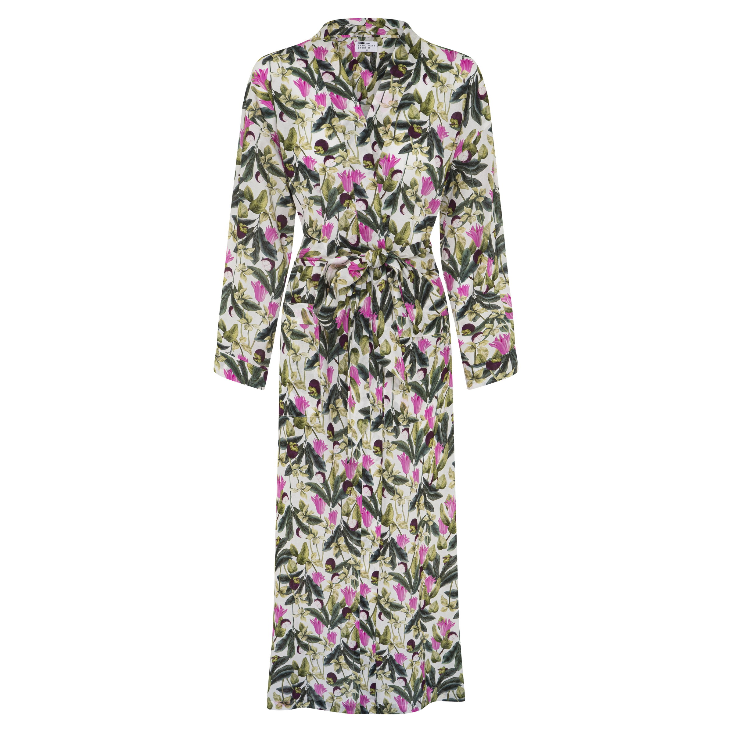 ROBE-Summer Bells 100% Cotton Voile Robe-Blue/Multi-Long