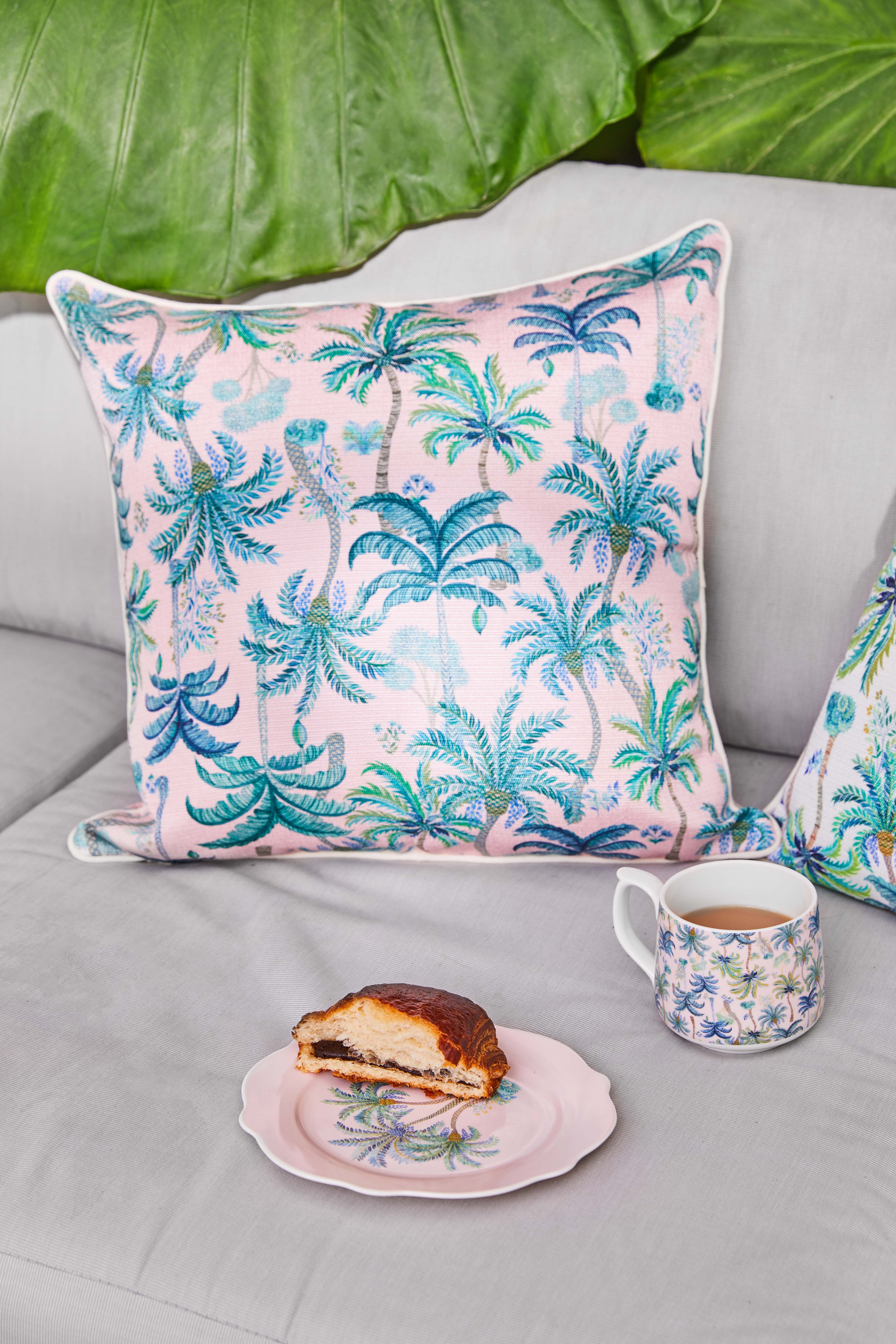 Alfresco Cushion-Vintage Palms-Indoor/Outdoor-50x50cm-Pink/Multi