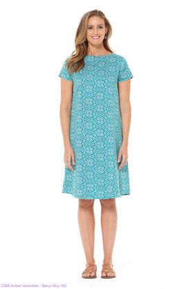 Amber Reverse Cotton Dress-Berry-Sky