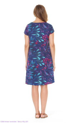 Amber Reverse Cotton Dress-Berry-Sky