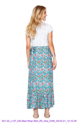 Ole Maxi Wrap Frill Skirt-Goa Print