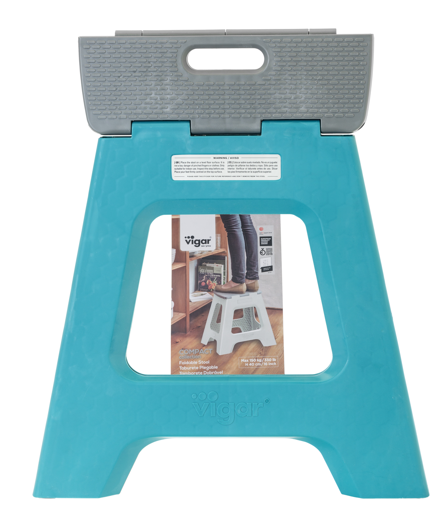COMPACT TURQUOISE FOLDABLE 40CM STOOL