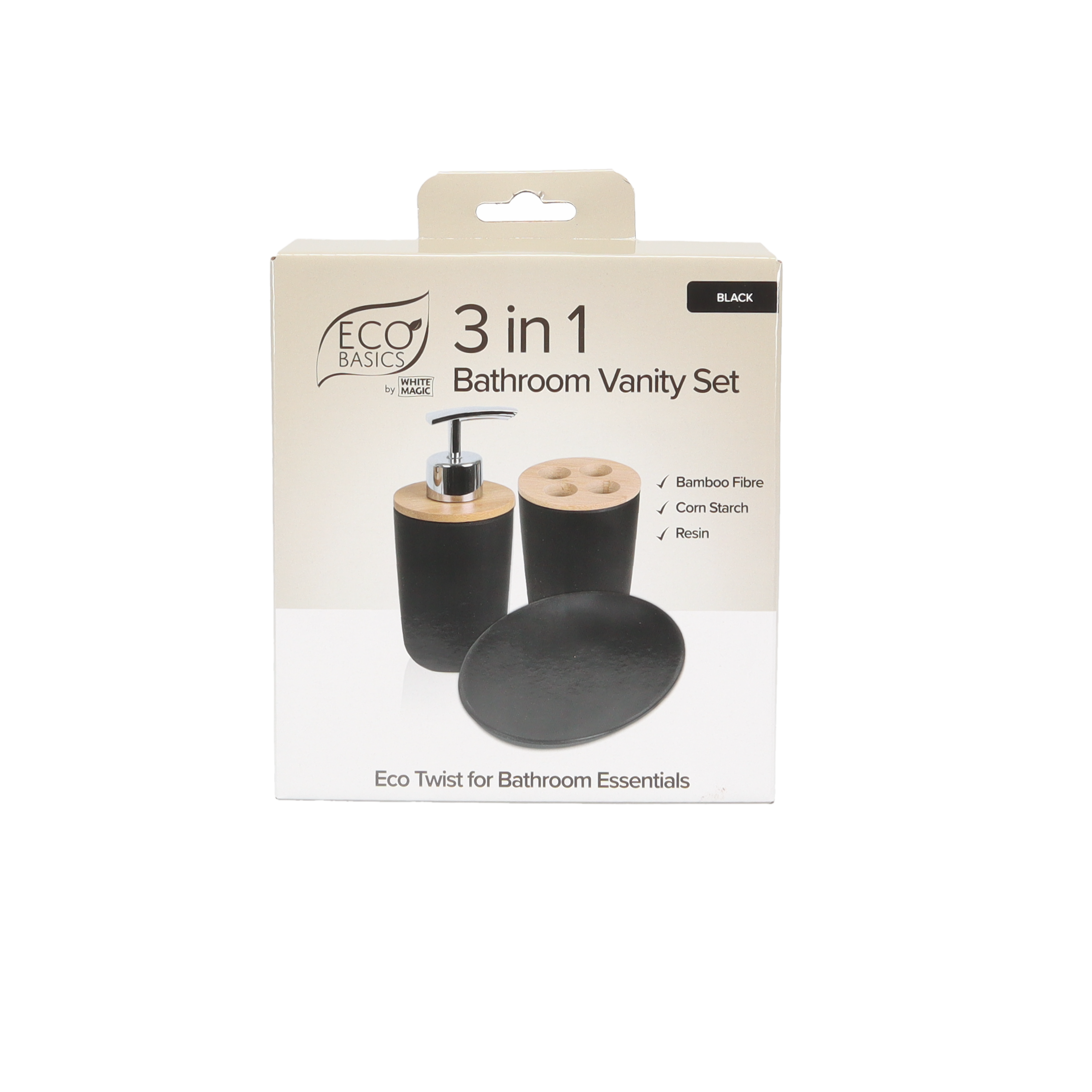 Eco Basics 3 in 1 Vanity Bathroom Set Black