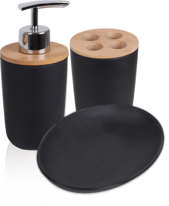 Eco Basics 3 in 1 Vanity Bathroom Set Black