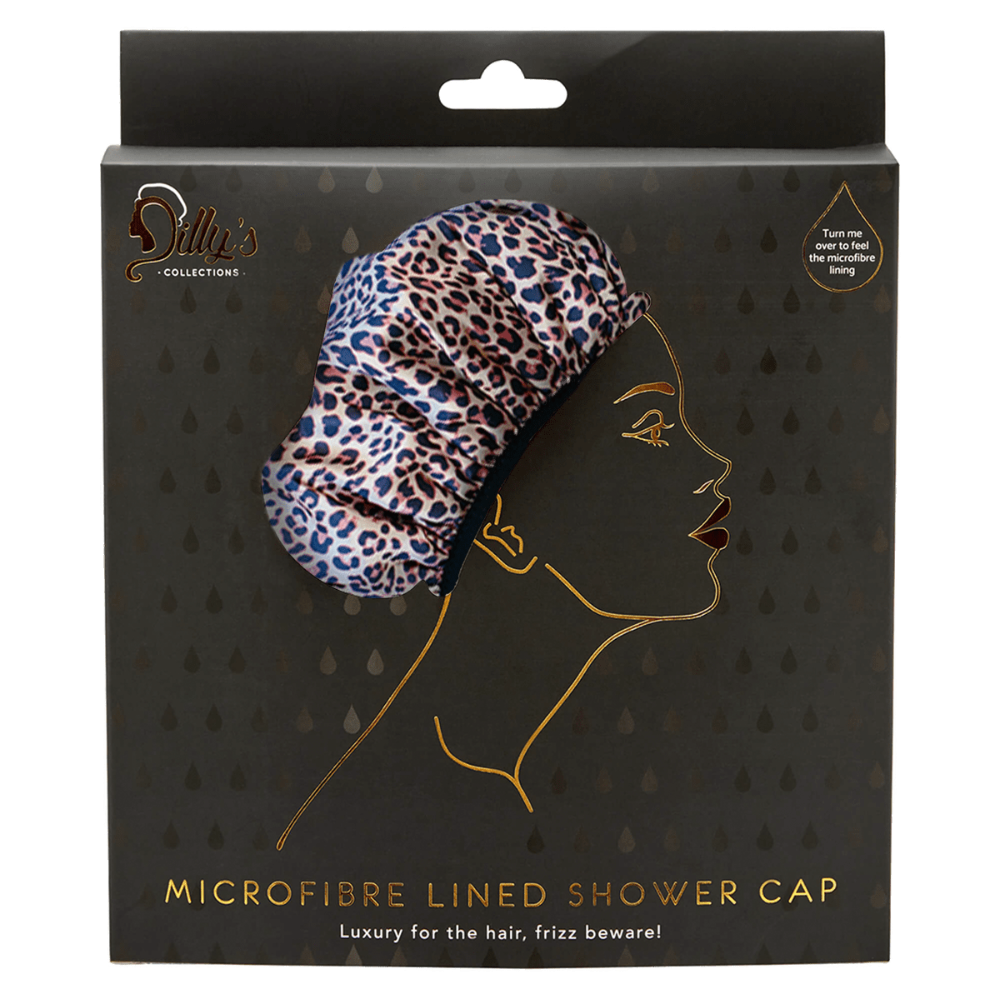 Shower Cap With Microfibre Lining-Leopard