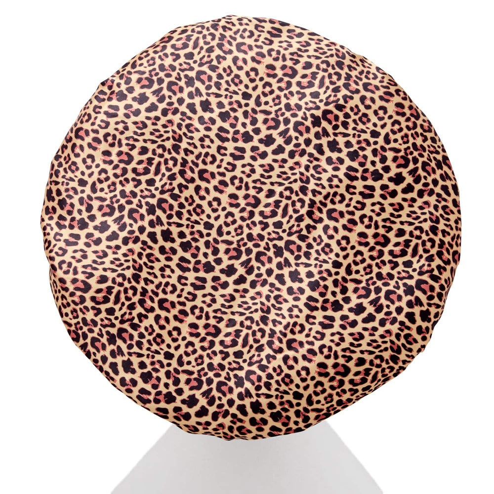 Shower Cap With Microfibre Lining-Leopard