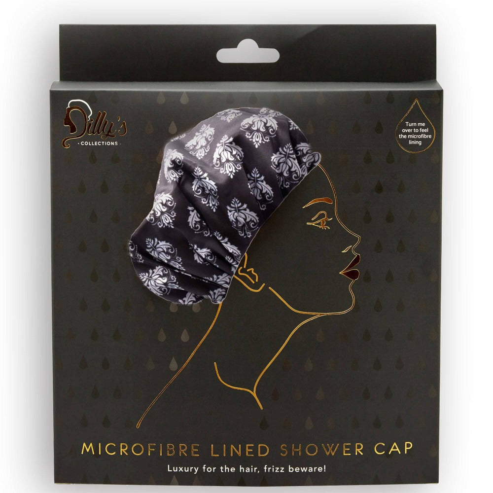 Shower Cap With Microfibre Lining-Damask