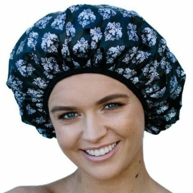 Shower Cap With Microfibre Lining-Damask