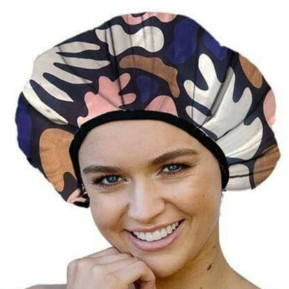 Extra Large Shower Cap With Microfibre Lining -Abstract