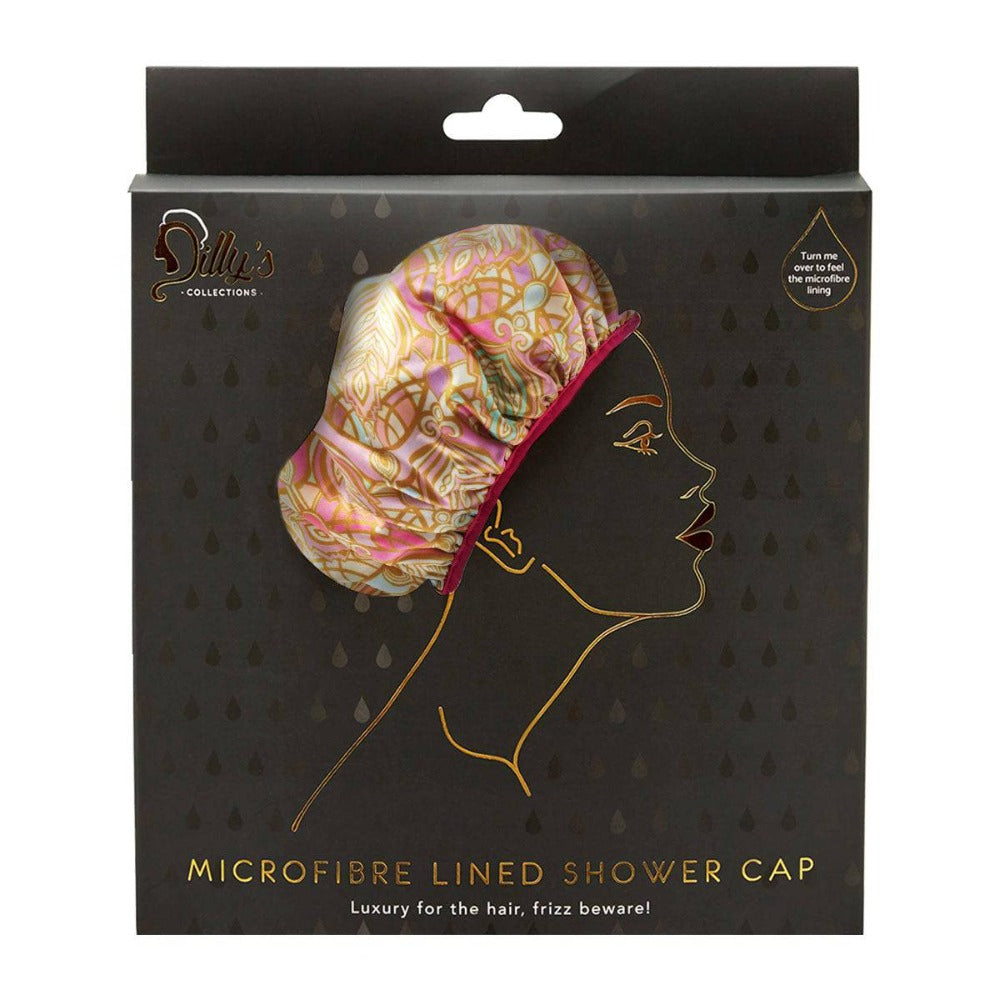 Extra Large Shower Cap With Microfibre Lining -Leaf