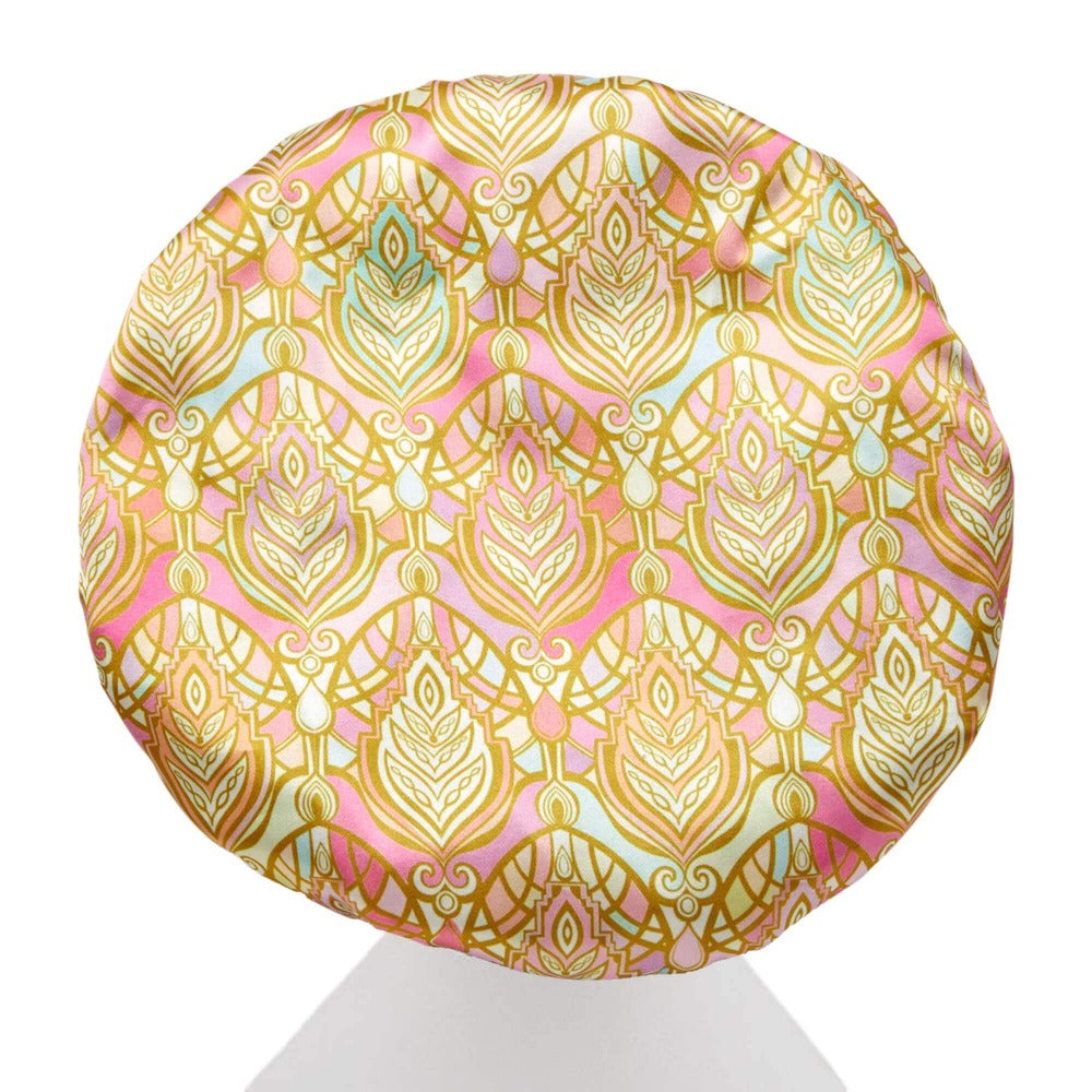 Extra Large Shower Cap With Microfibre Lining -Leaf